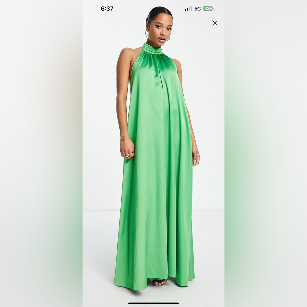Asos petite green silk jumpsuit
